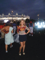 Amie Brotherton outside the Olympic Stadium