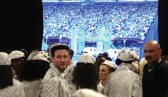 The anticipation builds backstage before the start of the Closing Ceremony