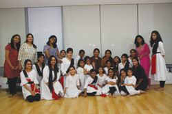 Artistic Director Pali Chandra with Examiner Sujata Banerjee and students after the inaugural Kathak examinations in Dubai
