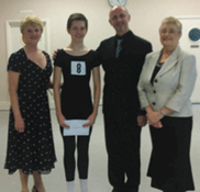 Brogan McKelvey with the adjudicators, Celia Johnson, Andrew Wilson and Denise Winmill