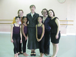 Teachers Kate Kernaghan, Debra Arlette and Elizabeth Ferenc from Balletomane in Oakville, Ontario, Canada with their Modern students and examiner Helen Green