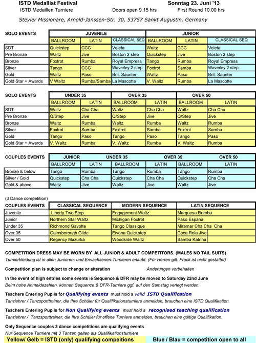 Schedule for 23rd June 2013
