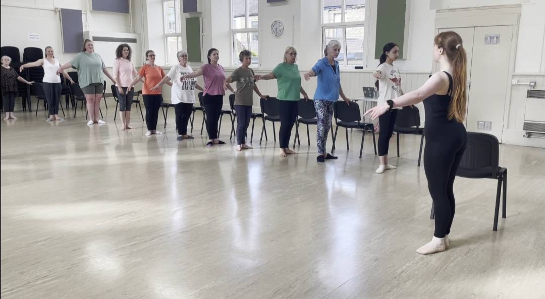 Laura teaching her adult ballet class