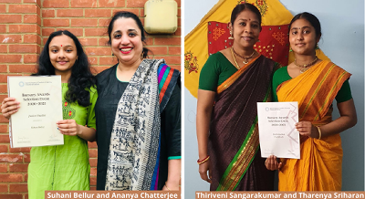 Classical Indian dancers with certificates