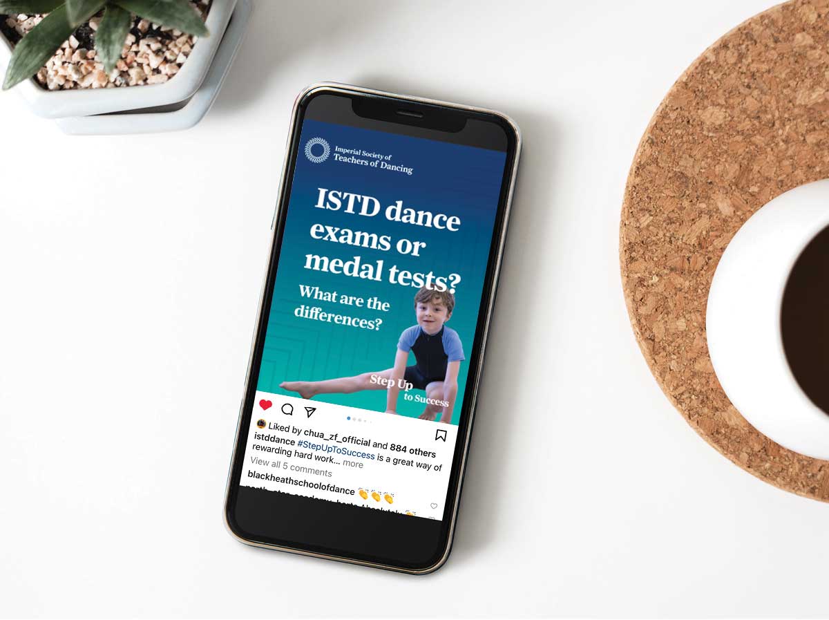 Step up to success social asset displayed on phone